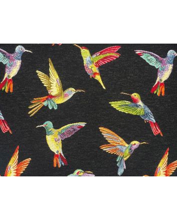 Cotton Rich Woven Tapestry, Humming Birds, Ebony