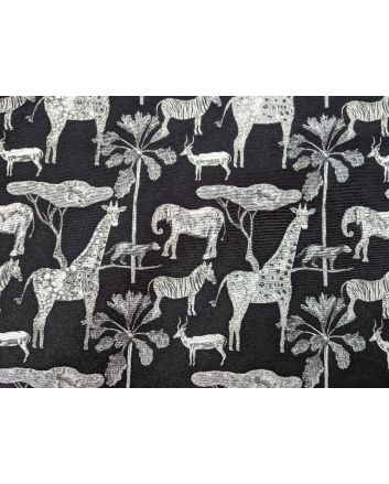 Cotton Rich Woven Tapestry, Mono Safari, Black