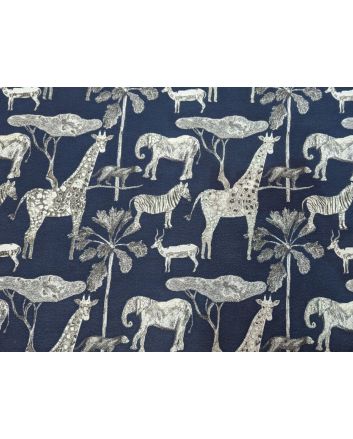 Cotton Rich Woven Tapestry, Mono Safari, Navy