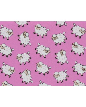 Counting Sheep Cotton Poplin Print, Pink