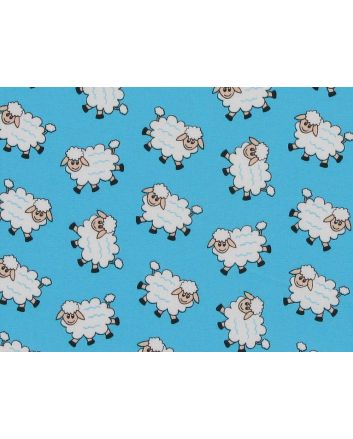 Counting Sheep Cotton Poplin Print, Sky