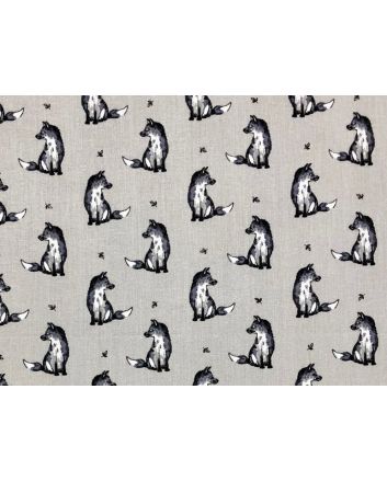 Country Fox Cotton Print, Grey