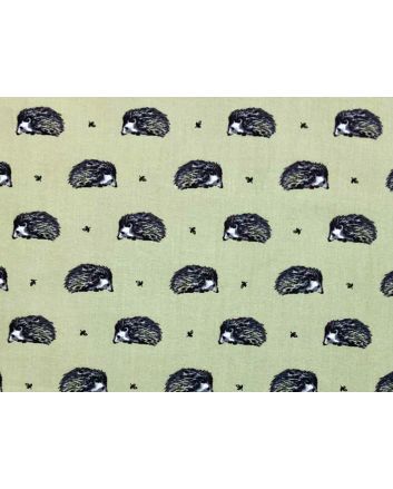 Country Hedgehog Cotton Print, Sage