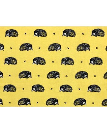 Country Hedgehog Cotton Print, Yellow