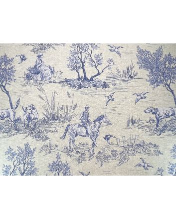 Country Toile Cotton Rich Panama Canvas, Navy