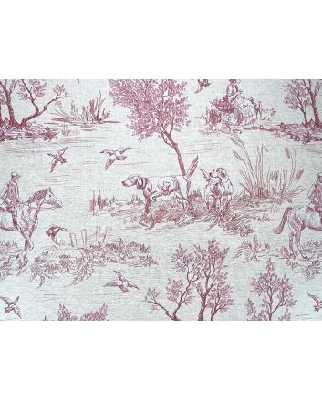 Country Toile Cotton Rich Panama Canvas, Red
