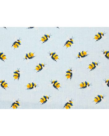 Craft Collection Cotton Print, Bumble Bee, Light Blue
