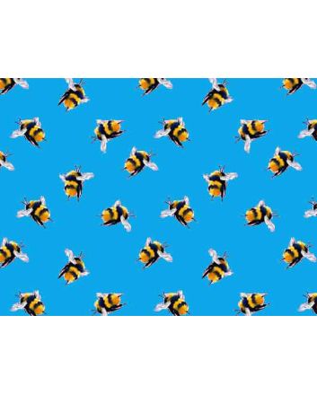 Craft Collection Cotton Print, Neon Bumble Bee, Turquoise