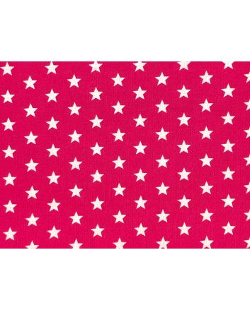Craft Collection Cotton Print, Small White Star, Cerise
