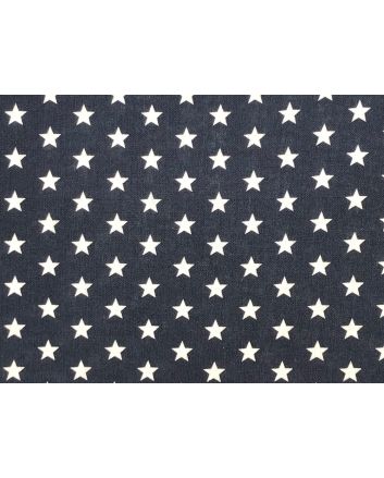 Craft Collection Cotton Print, Small White Star, Navy