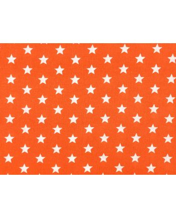 Craft Collection Cotton Print, Small White Star, Orange