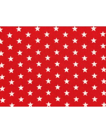 Craft Collection Cotton Print, Small White Star, Red