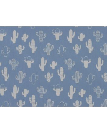 Crafty Cactus Cotton Poplin, Light Blue