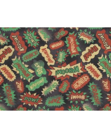 Crash Kapow Polycotton Print, Beige and Green