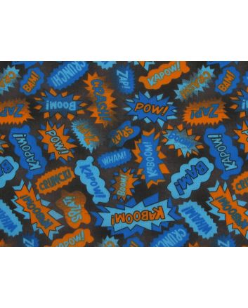 Crash Kapow Polycotton Print, Orange and Blue