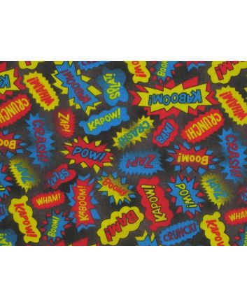 Crash Kapow Polycotton Print, Yellow and Red