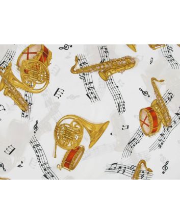 Crepe de Chine, Music Print - Buttercup