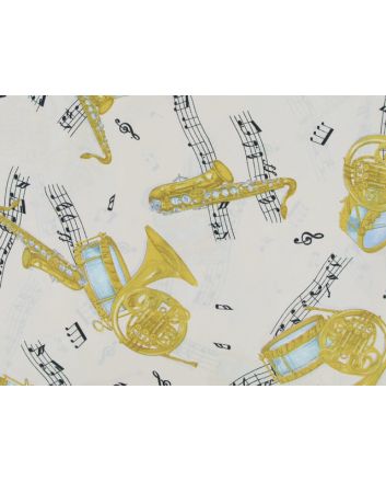 Crepe de Chine, Music Print - White
