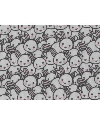 Cute Bunnies Quilters Cotton Print, White