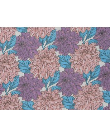 Dahlia Garden Polycotton Print, Blue