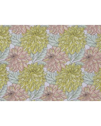 Dahlia Garden Polycotton Print, Yellow