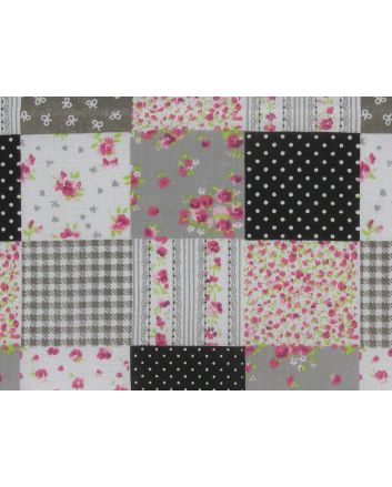 Dainty Patchwork Polycotton, Black