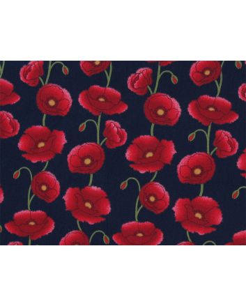 Dainty Poppy Cotton Poplin Print, Navy