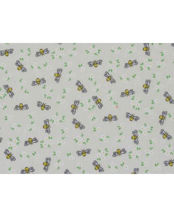 Daisy Bees Polycotton Print, Cream
