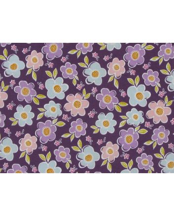 Daisy Meadow Polycotton Print, Purple