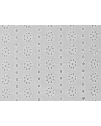 Daisy Wheel Scalloped Edge Cotton Embroidered Anglaise, White