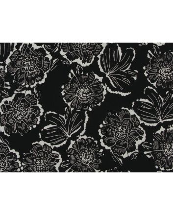 Dark Abstract Rose Georgette, Black