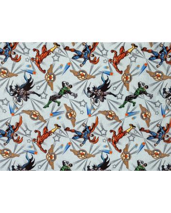 DC Justice League Superheroes Cotton Print, Grey