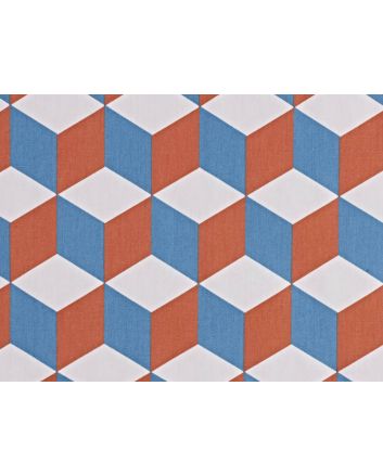 Digital Cubes Cotton Curtain, Tangerine