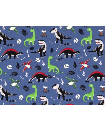 Dinosaur Bones Cotton Jersey, Indigo