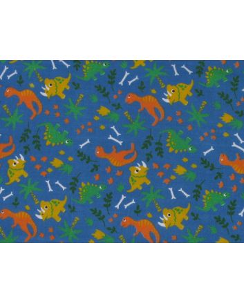 Dinosaur Bones Polycotton Print, Blue