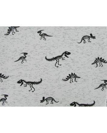 Dinosaur Bones Printed Melange Jersey
