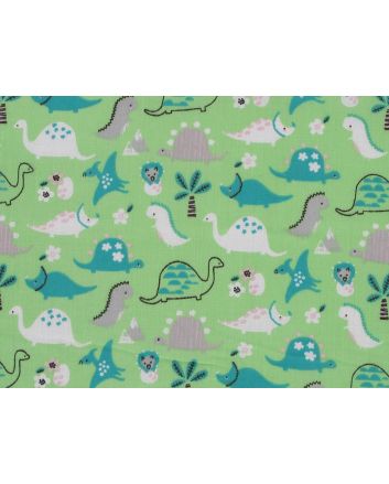 Dinosaur Gang Polycotton Print, Mint