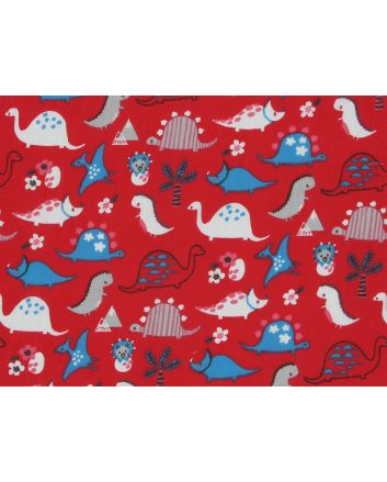 Dinosaur Gang Polycotton Print, Red