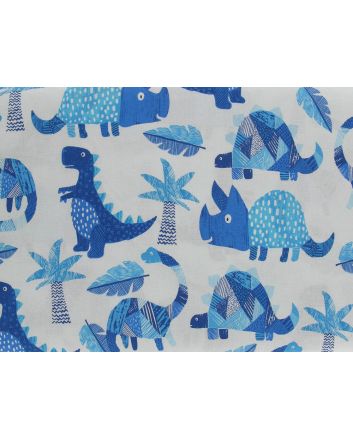 Dinosaur Mosaic Cotton Print, White