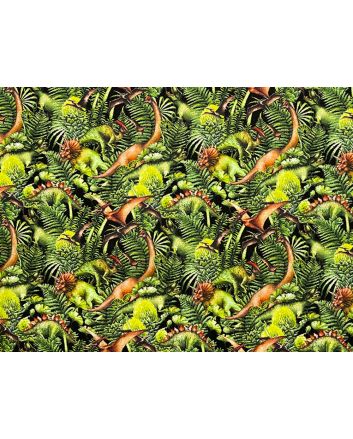 Dinosaur Rainforest Cotton Print, Green