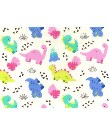 Dinosaur Volcano Cotton Poplin Print, Ivory
