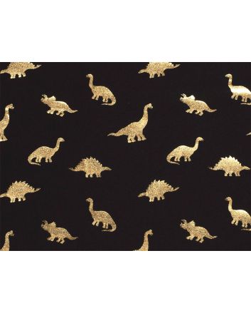 Dinosaurs Foil Print Cotton Jersey, Black and Gold
