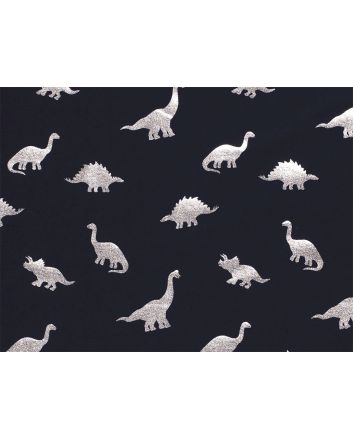 Dinosaurs Foil Print Cotton Jersey, Navy and Silver
