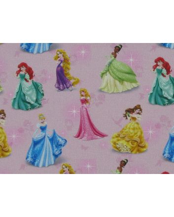 Disney Printed Cotton, Princess Sparkle, Pink