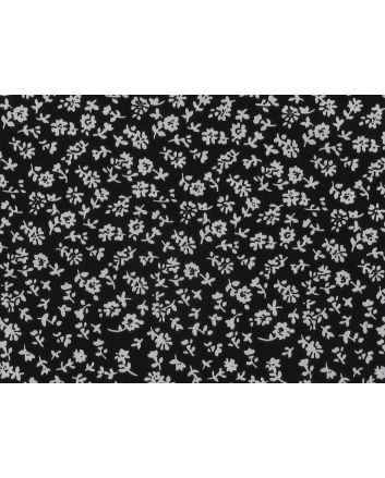 Ditsy Flower Silhouette Cotton Poplin Print, Black