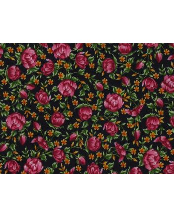 Ditsy Garden Cotton Poplin, Black