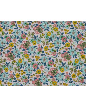 Ditsy Garden Organic GOTS Cotton Poplin, Pink and Blue