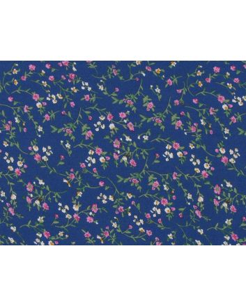 Ditsy Rose Garden Viscose Print, Royal