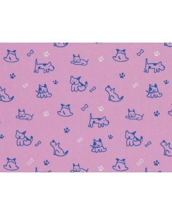 Dog And Bone Cotton Poplin Print, Pink