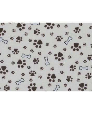 Doggy Paws Polycotton Print, Cream